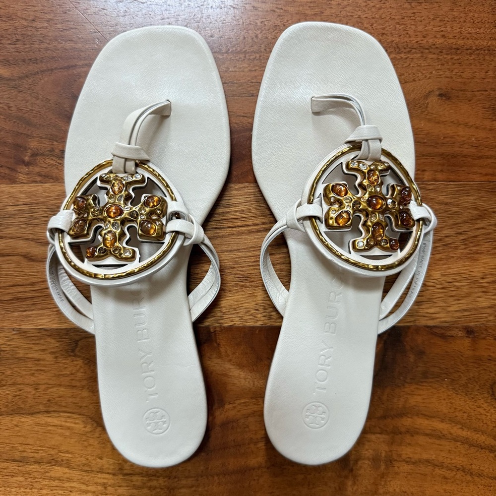 Tory Burch Jeweled Miller Sandal in Brie Size 6.5